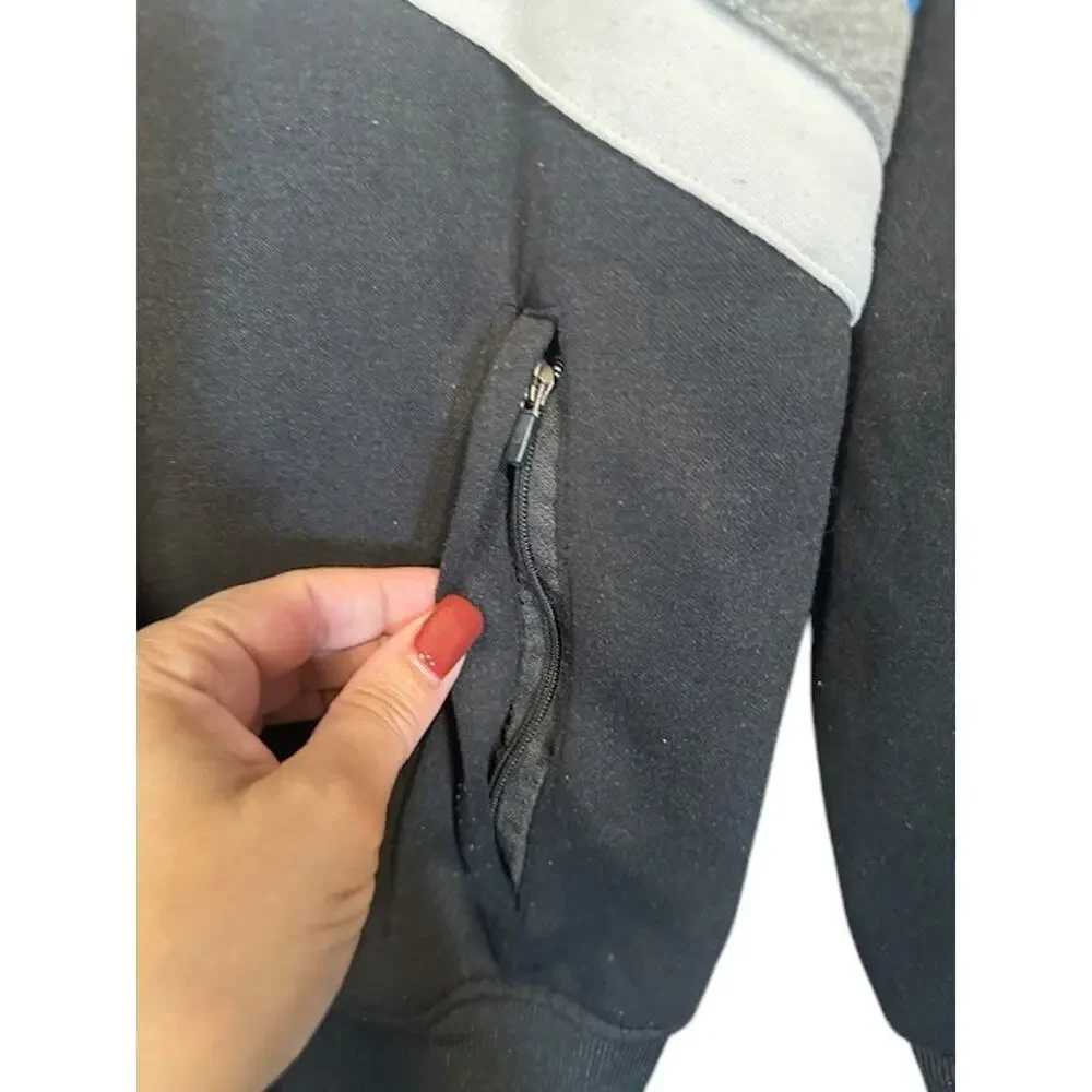 Nike Black Blue Gray Cotton Blend Long Sleeve Full Zip Jacket VTG Men Sz XL
